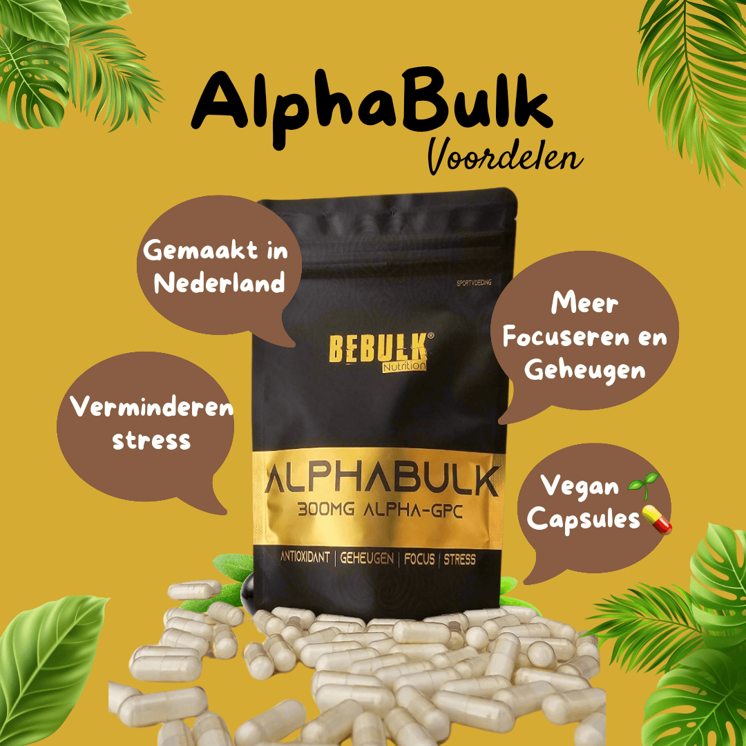 AlphaBulk - Alpha-GPC 300mg - Vegan - BeBulk Nutrition (bol)