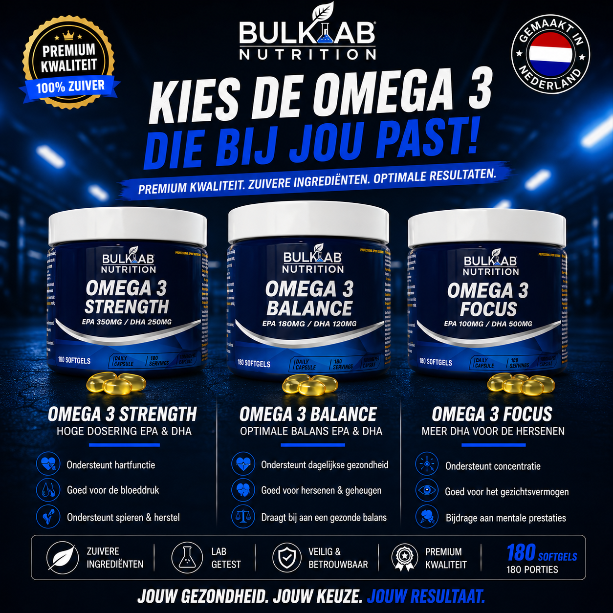 Omega 3 Balance EPA 180mg / DHA 120mg – BulkLab Nutrition