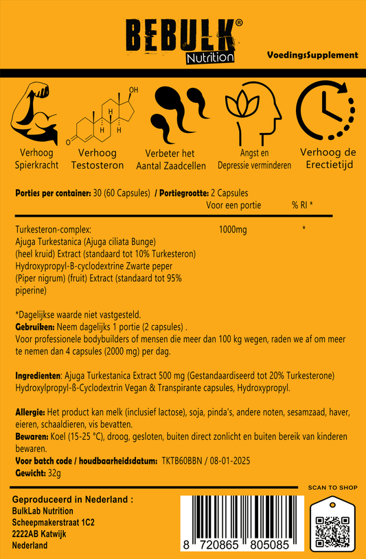 TurkesteBulk 1.0 - Turkesterone 1000mg - BeBulk Nutrition (bol)